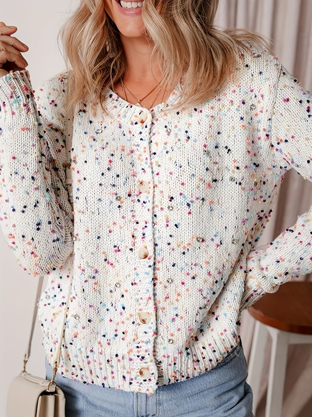 Textured Knit Button-Up Cardigan - Picture 7 of 9